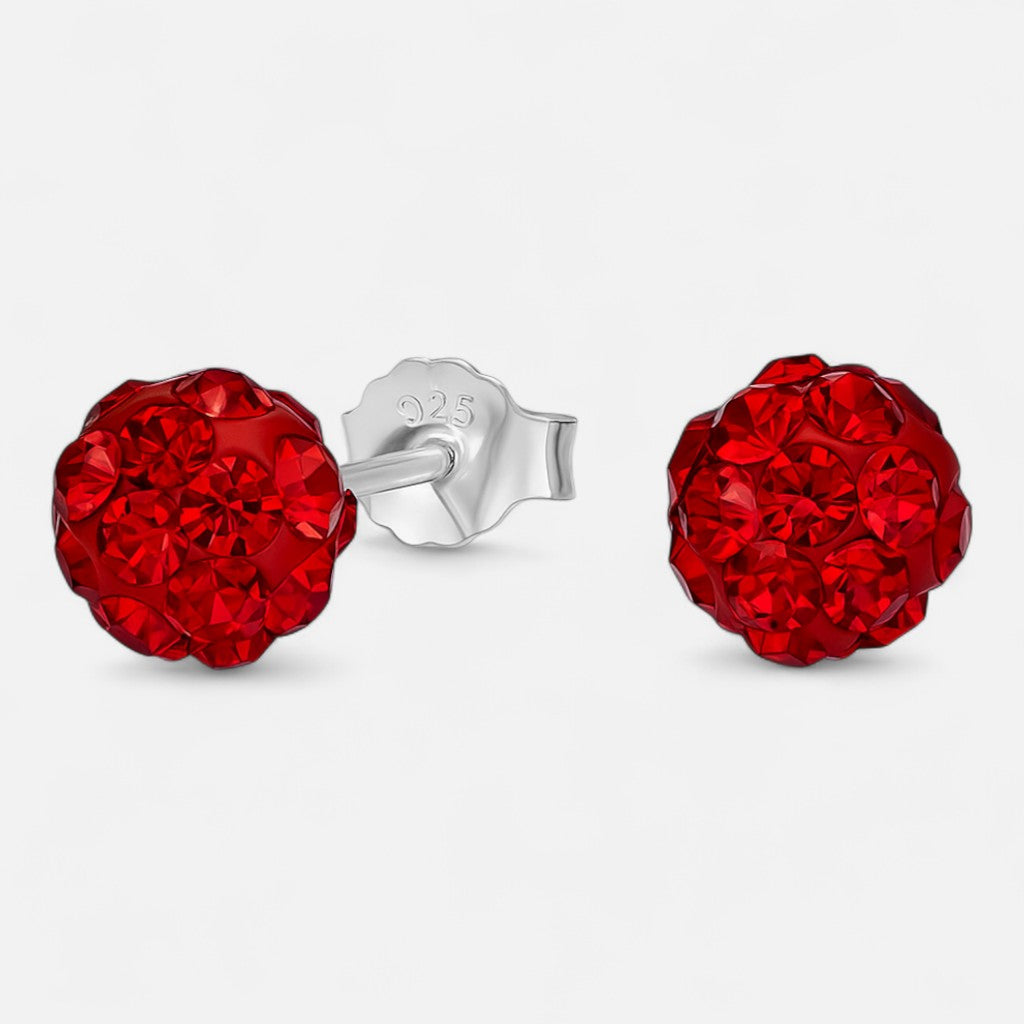 Aro Esfera Hecho con Cristal Swarovski® Rojo 6 mm