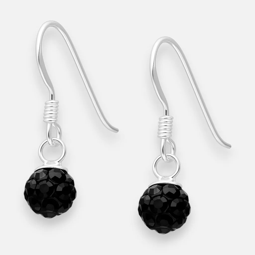 Aro Esfera Cristales Hecho con Swarovski® Negro 6 mm