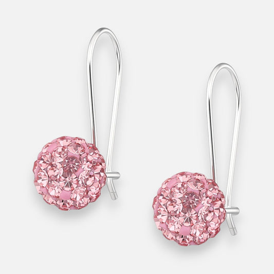 Aro Esfera Hecho con Cristales Swarovski® Rosado 8 mm