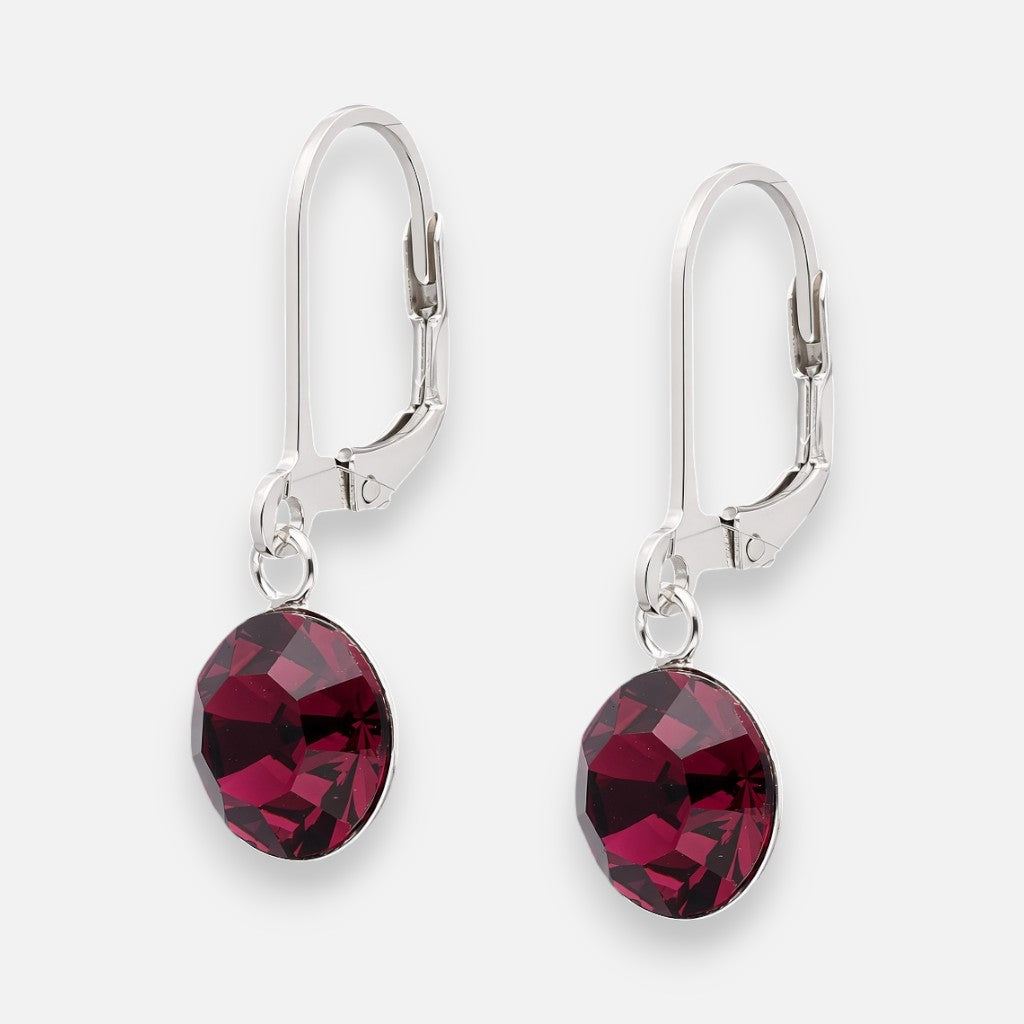 Aro Clip Hecho con Cristal Swarovski® Burdeo 8 mm