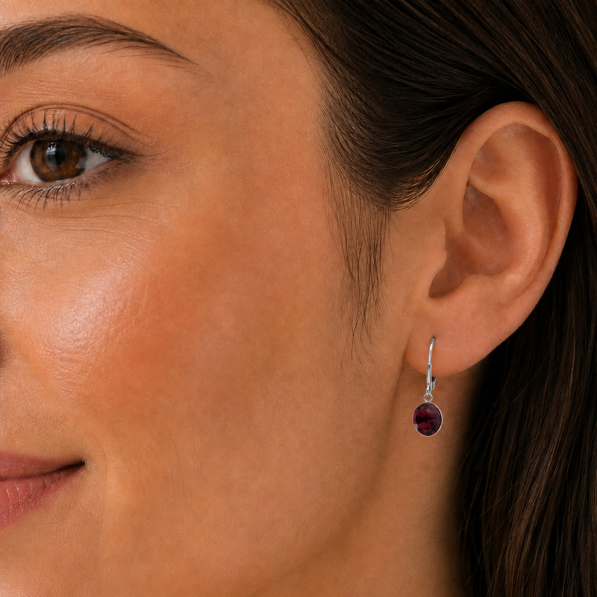 Aro Clip Hecho con Cristal Swarovski® Burdeo 8 mm