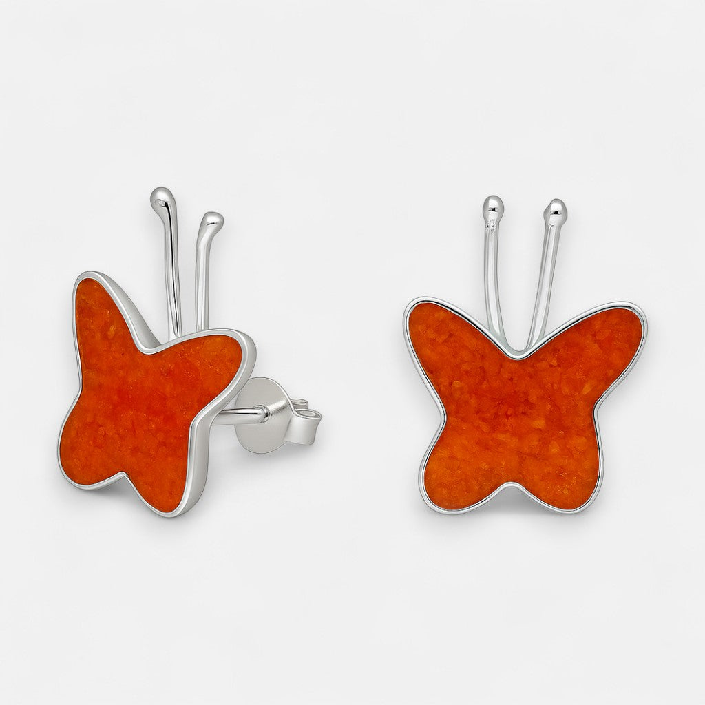 Aro Mariposa Piedra Picada Naranja