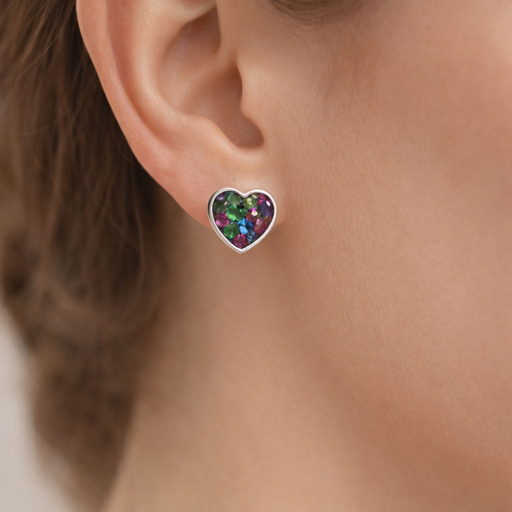 Aro Corazón Piedra Picada Multicolor