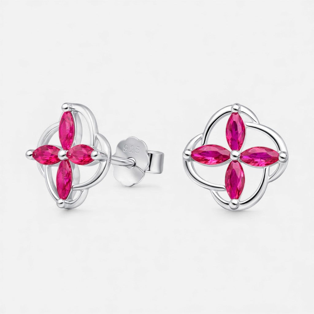 Aro Flor Circones Rubí