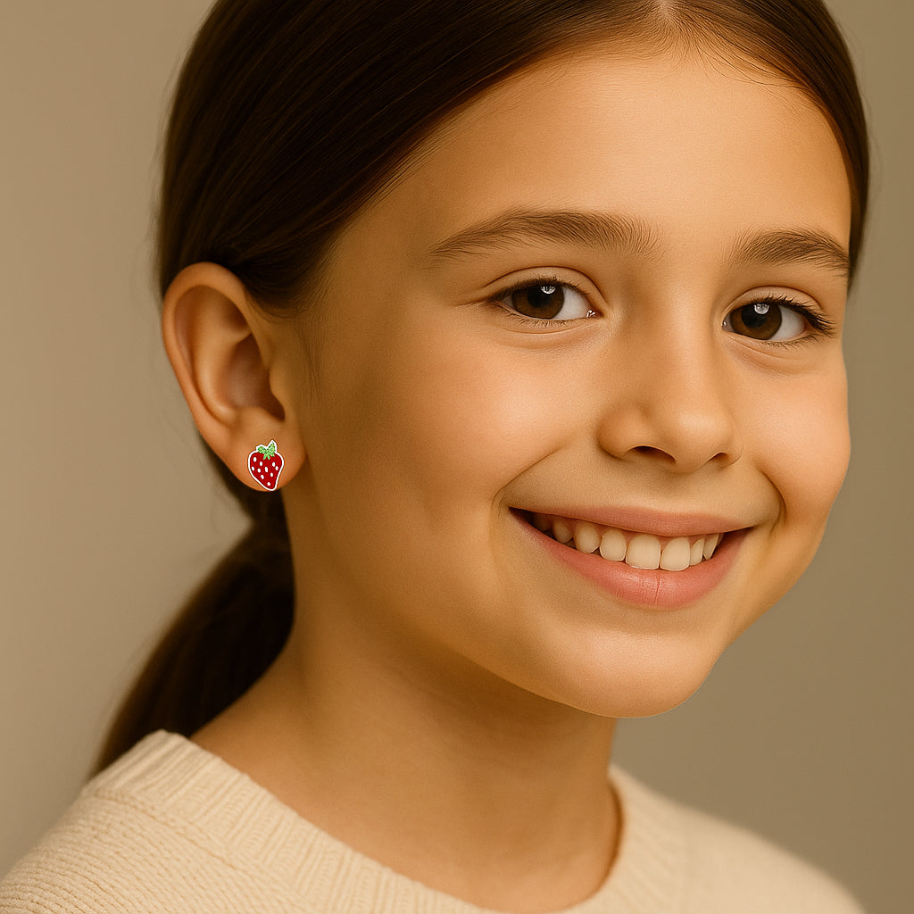 Aro con Tope Frutilla Esmaltada