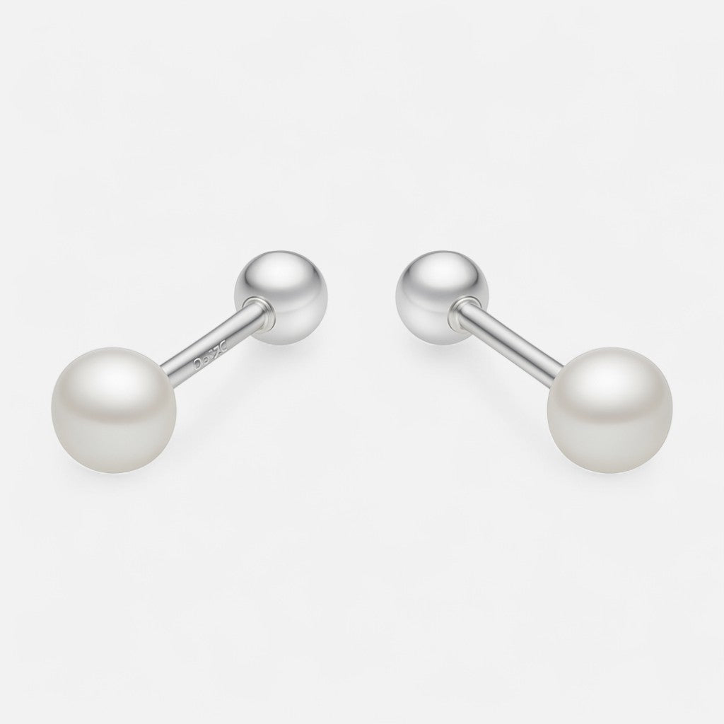 Aro con Tope Perla Achatada 3 mm