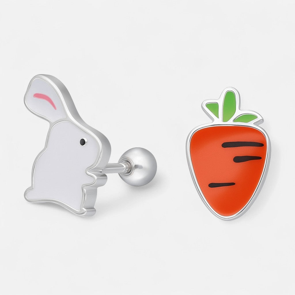 Aro Desigual con Tope Conejo Zanahoria Esmaltada