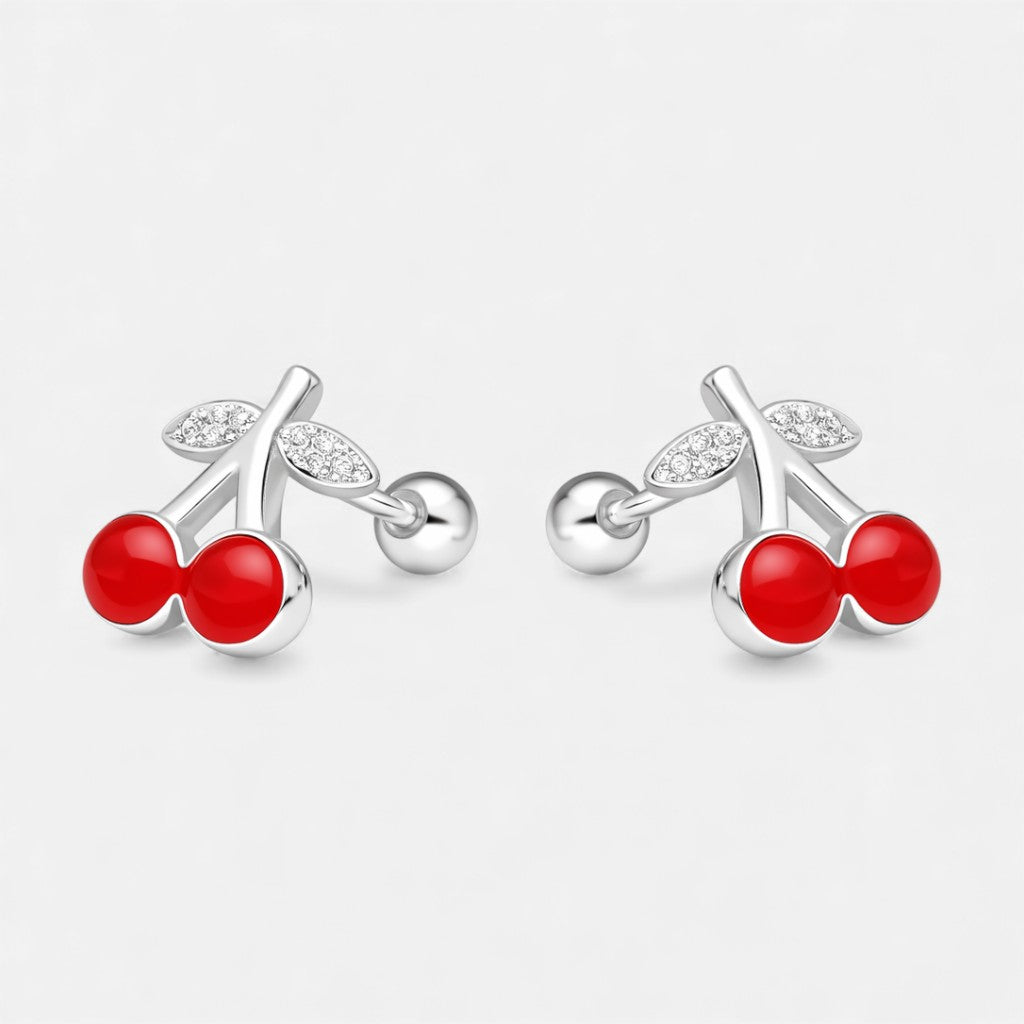 Aro con Tope Cereza Esmaltada