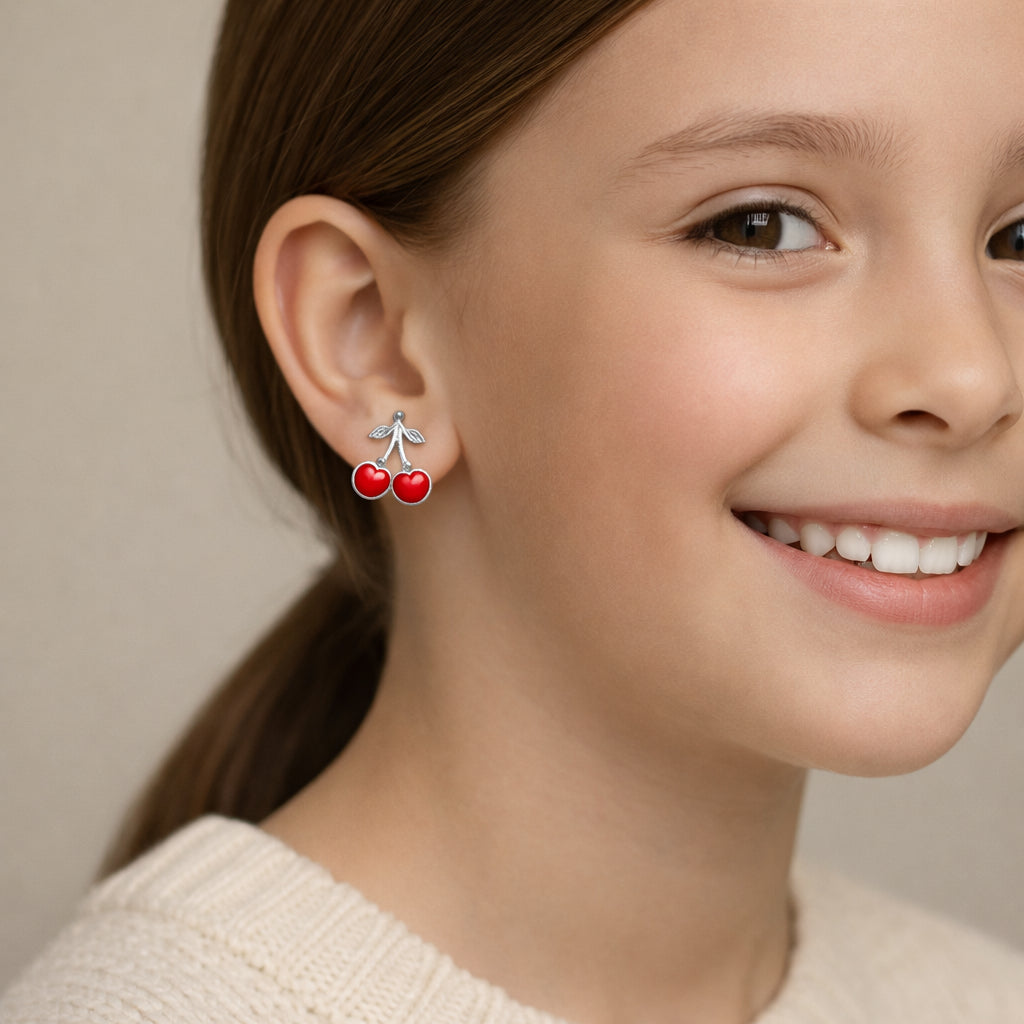 Aro con Tope Cereza Esmaltada