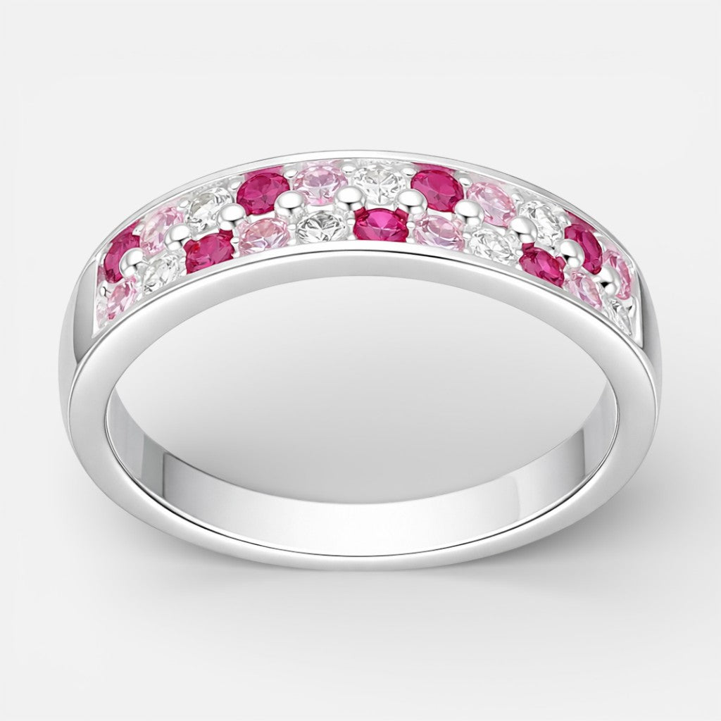 Anillo Cintillo Circones Rubí Rosa Francia