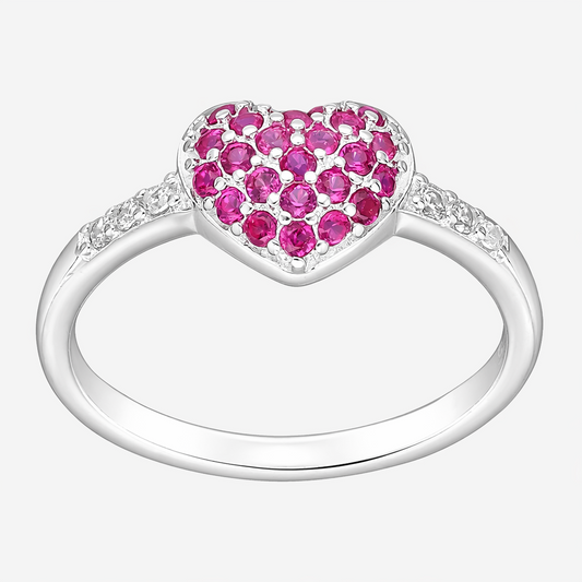 Anillo Corazón Circones Rubí