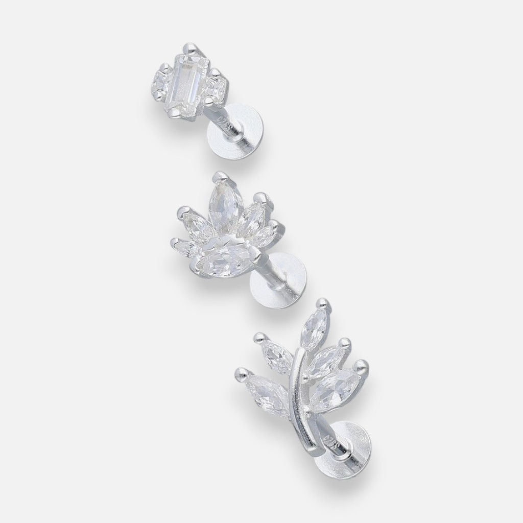 Set Piercing Flat Espiga Flor de Loto Circones