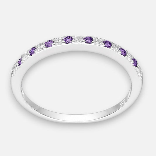 Anillo Cintillo Circones Amatista