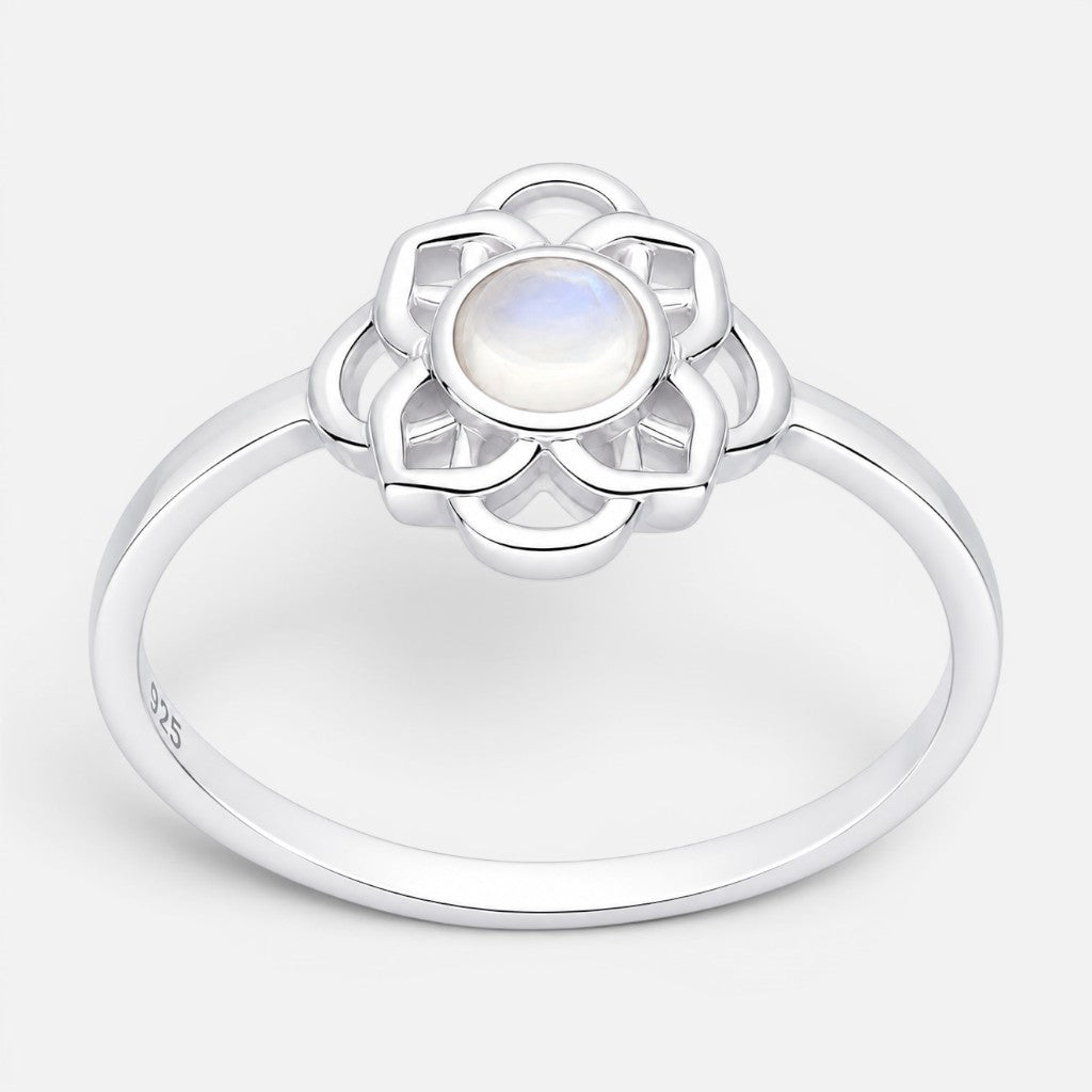 Anillo Flor Piedra Luna