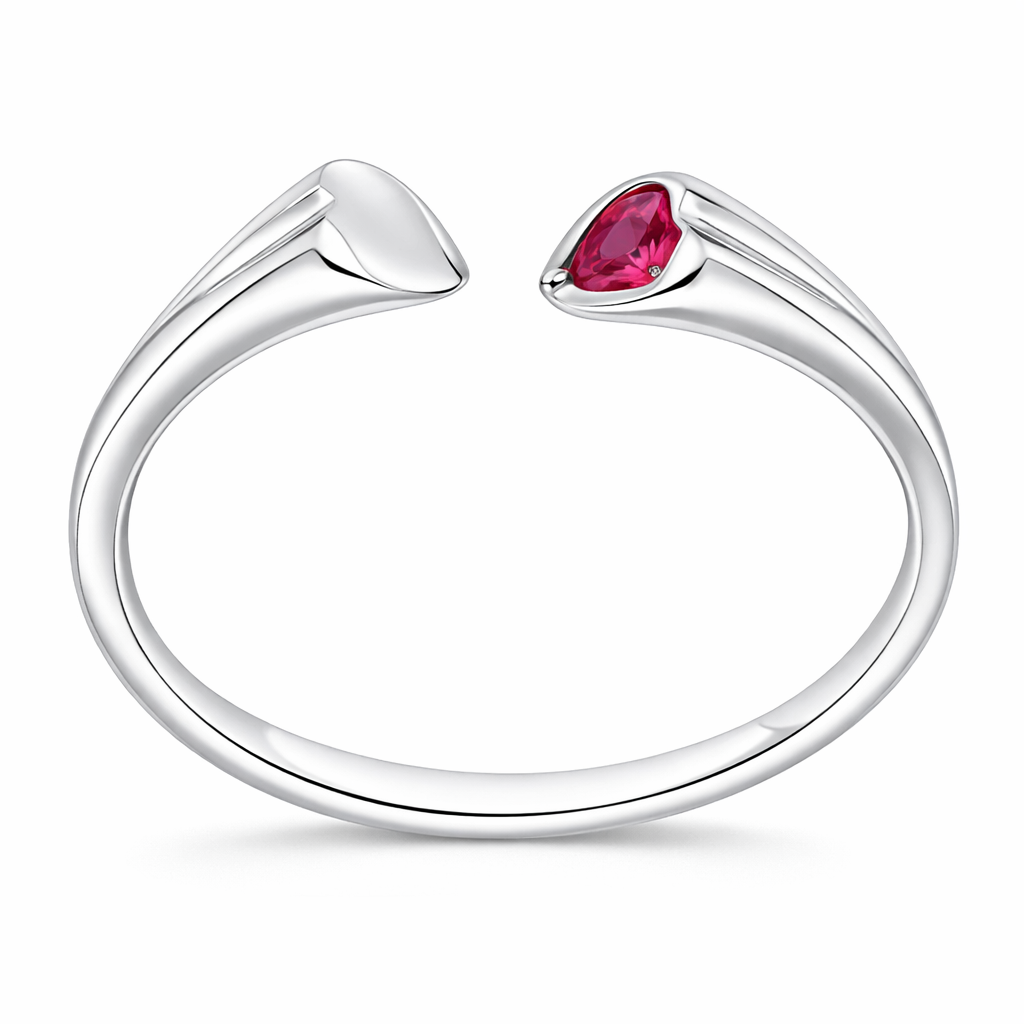 Anillo Corazones Circón Rubí