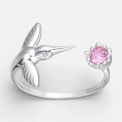 Anillo Colibrí Circón Rosa Francia 12