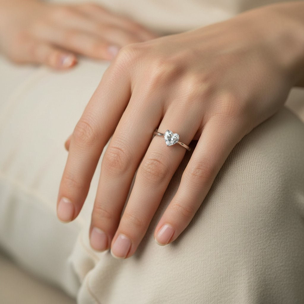 Anillo Corazón Circón Solitario