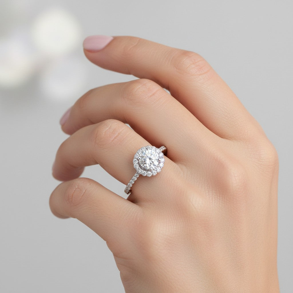 Anillo Solitario Moissanita y Circones