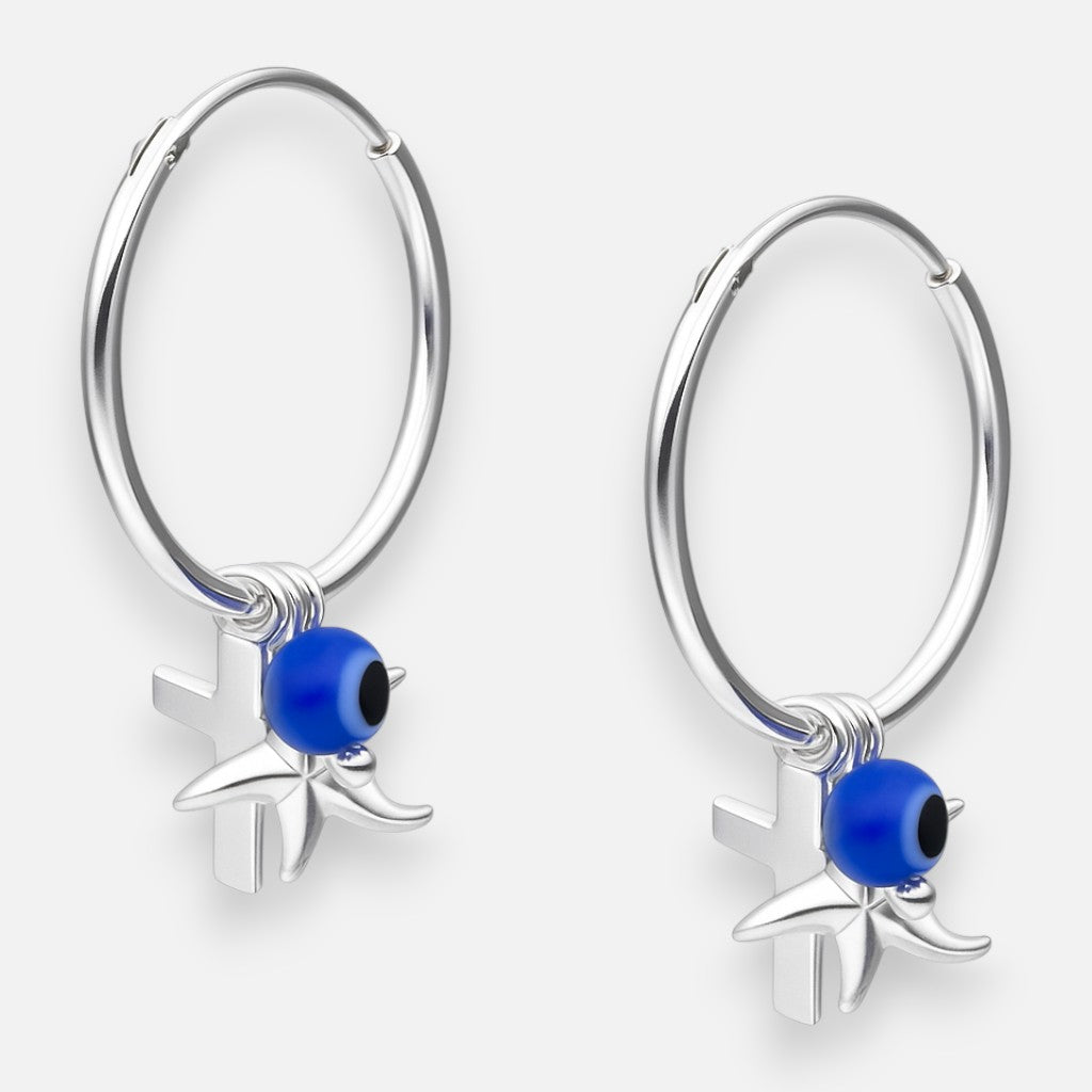 Argolla Ojo Turco Cruz Estrella de Mar 18 mm