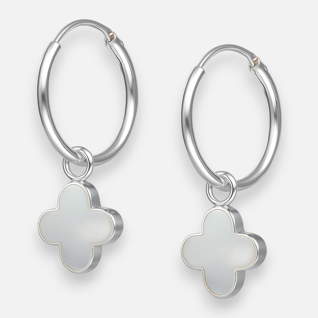 Argolla Trébol de la Suerte Nácar 14 mm