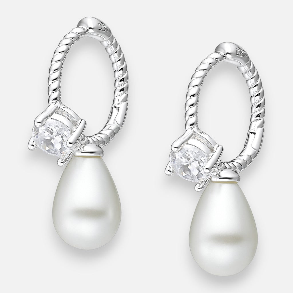 Argolla Huggie Entorchada Perla Circón 12 mm