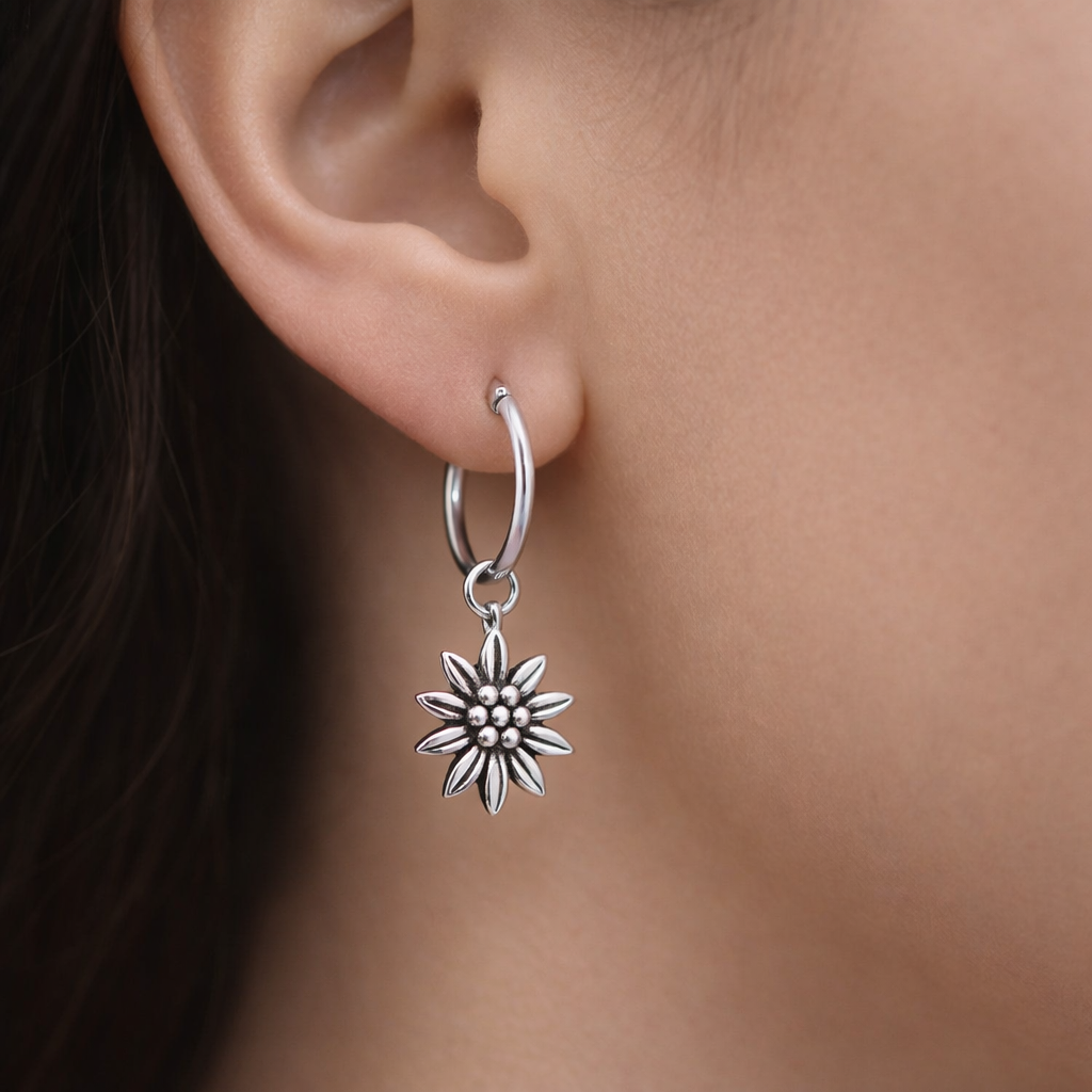 Argolla Flor Girasol 14 mm