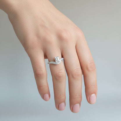 Anillo Solitario Baguette Moissanita