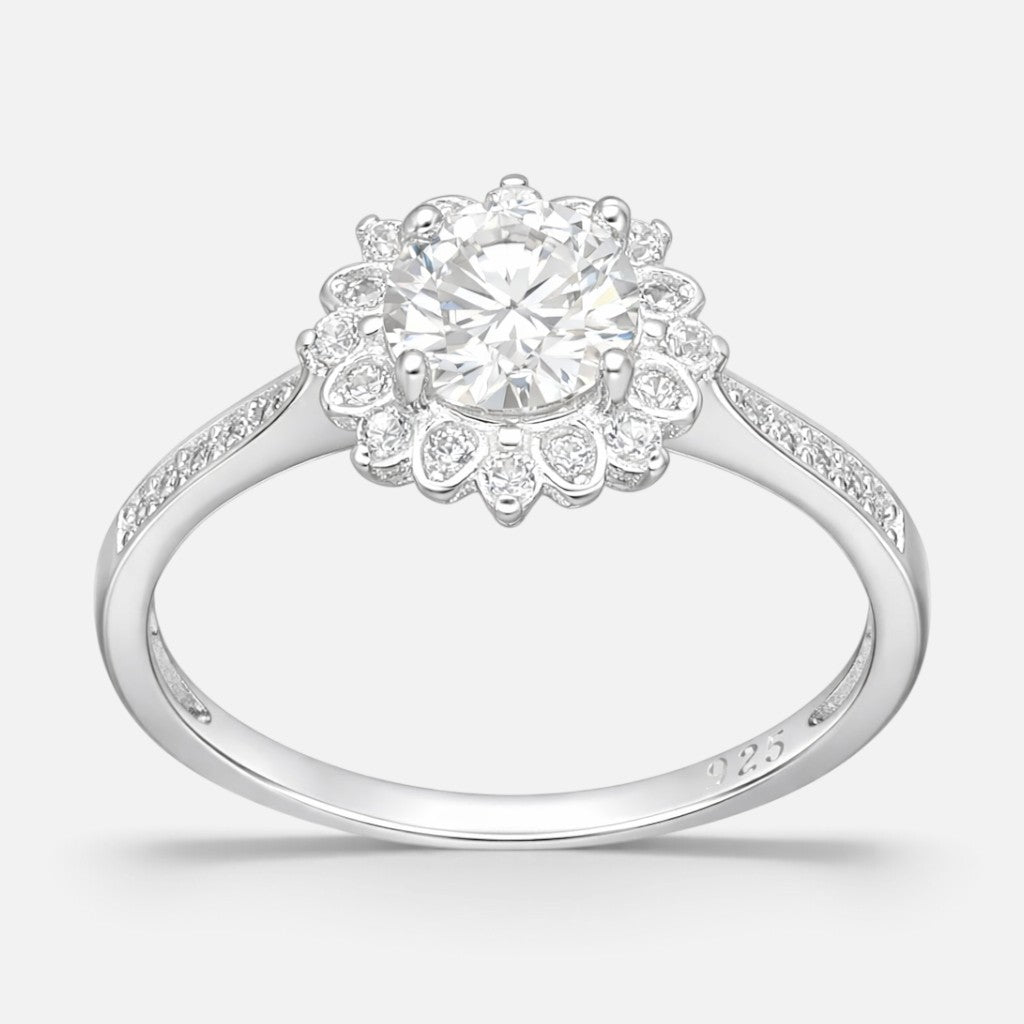 Anillo Flor Moissanita