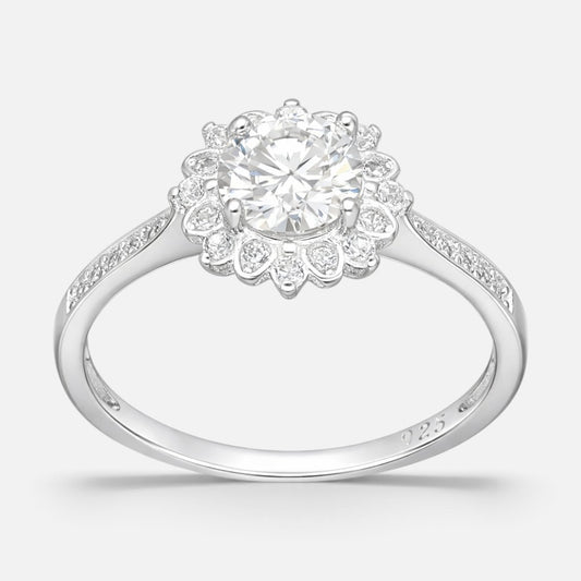 Anillo Flor Moissanita