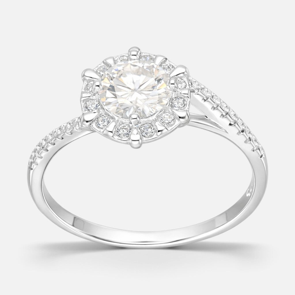 Anillo Círculo Halo Moissanita