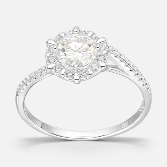 Anillo Círculo Halo Moissanita