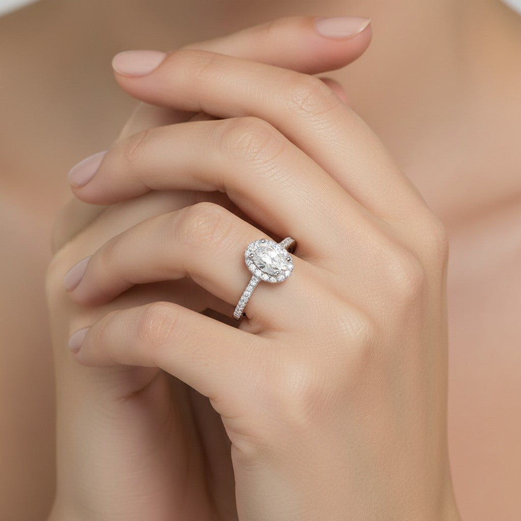 Anillo Solitario Moissanita y Circones