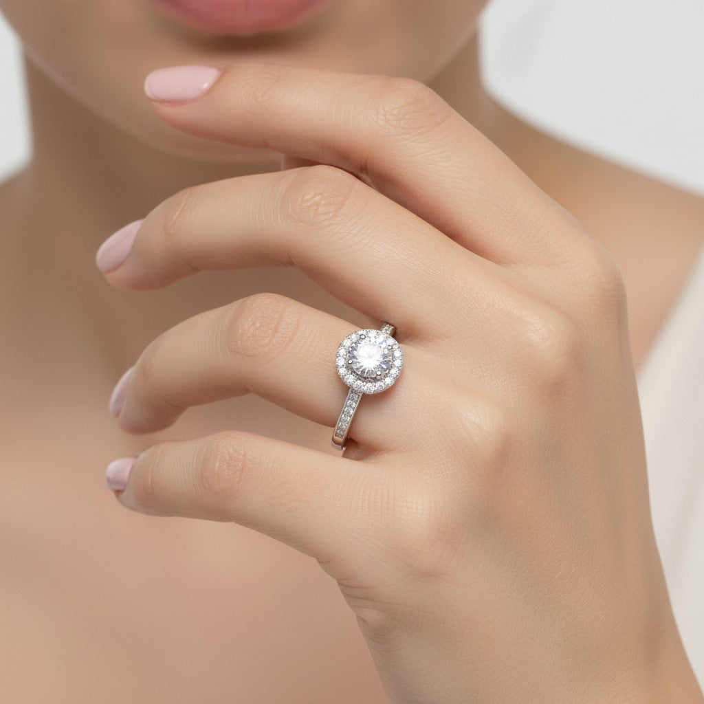 Anillo Solitario Moissanita y Circones