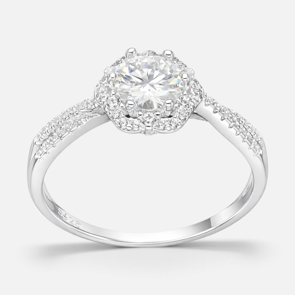 Anillo Flor Solitario Moissanita