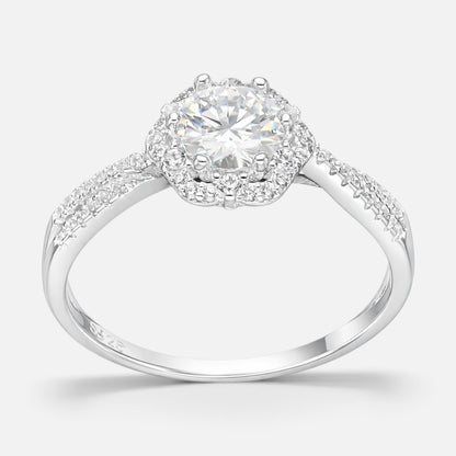 Anillo Flor Solitario Moissanita