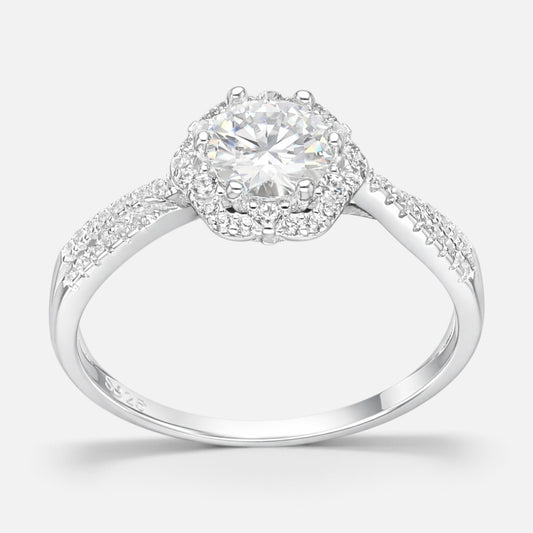 Anillo Flor Solitario Moissanita