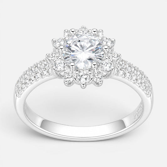 Anillo Flor Solitario Moissanita