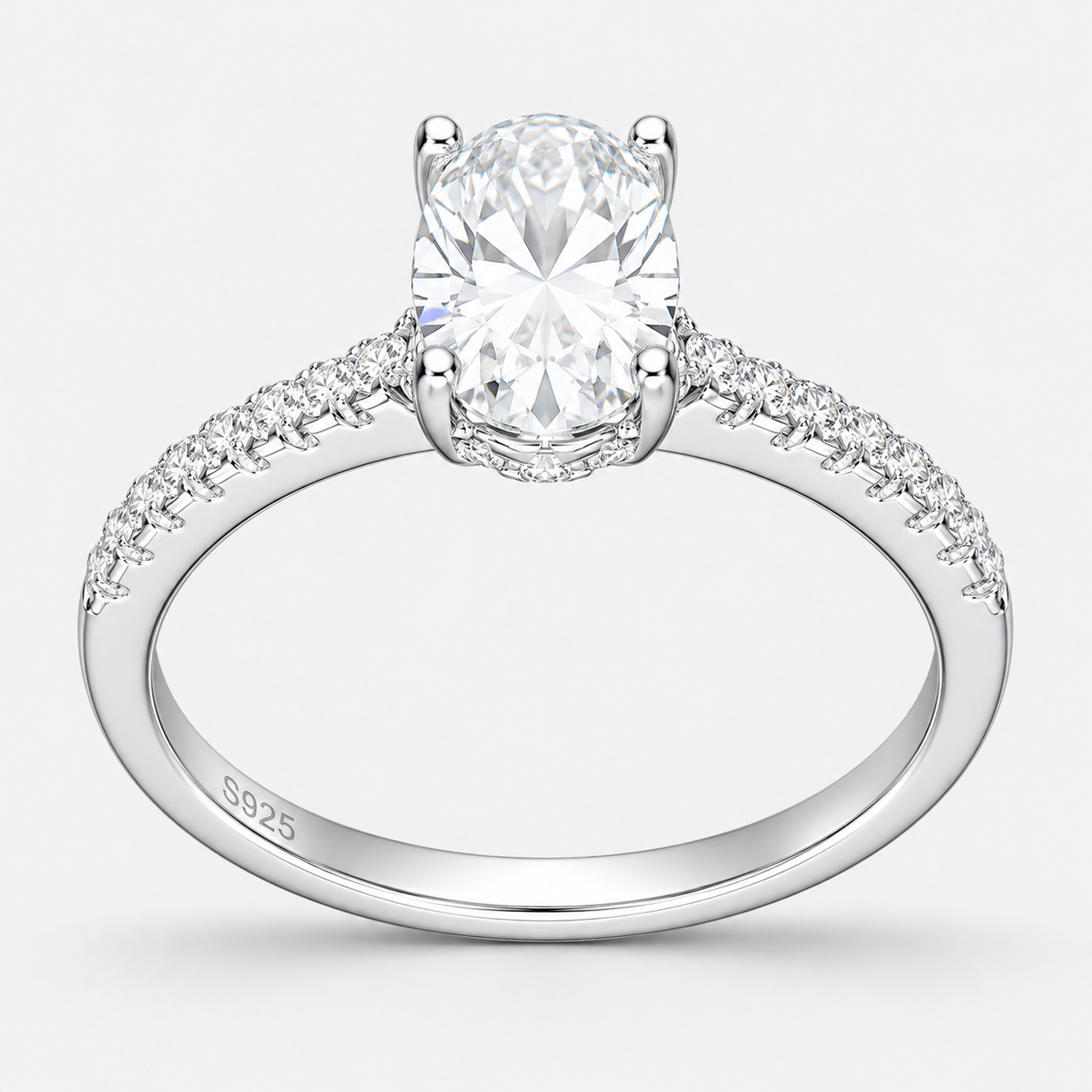 Anillo Solitario Ovalado Moissanita