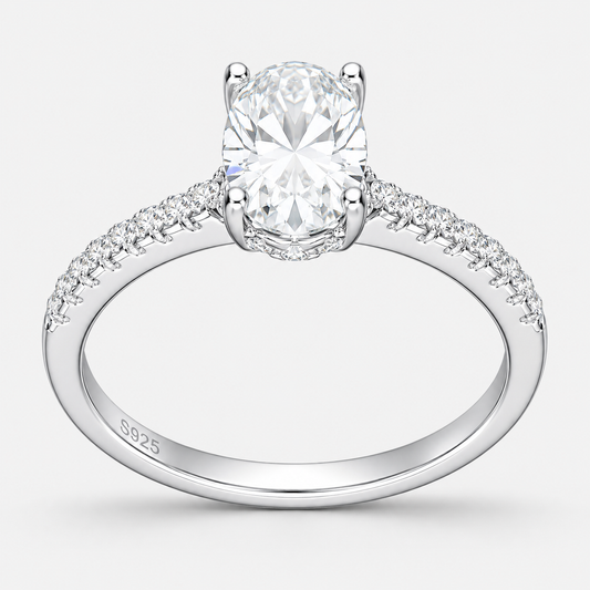 Anillo Solitario Ovalado Moissanita
