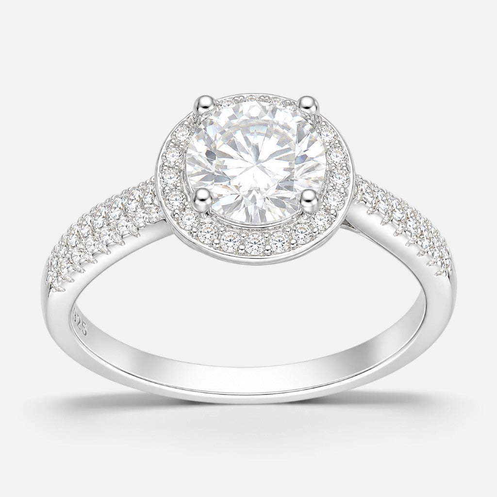 Anillo Solitario Halo Moissanita