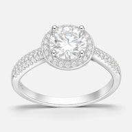 Anillo Solitario Halo Moissanita