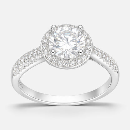 Anillo Solitario Halo Moissanita