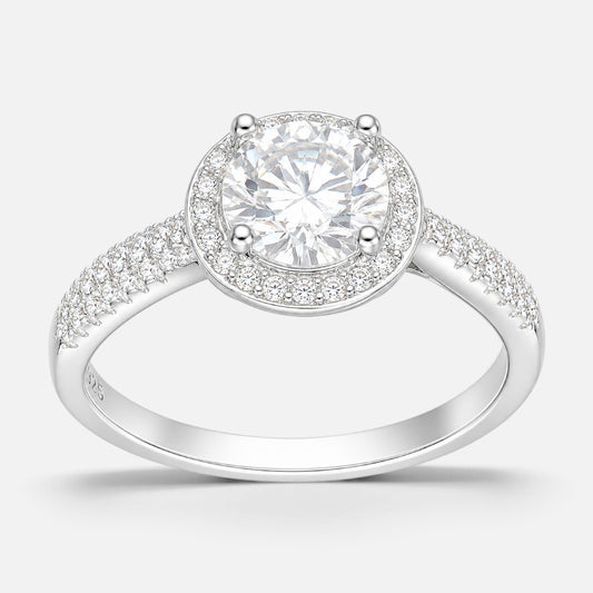 Anillo Solitario Halo Moissanita