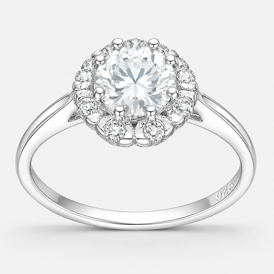 Anillo Flor Moissanita