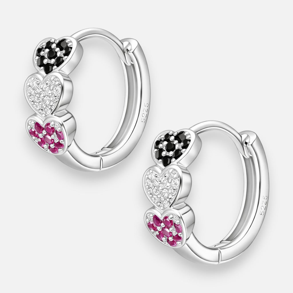 Argolla Huggie Corazones Circones Multicolor 12 mm