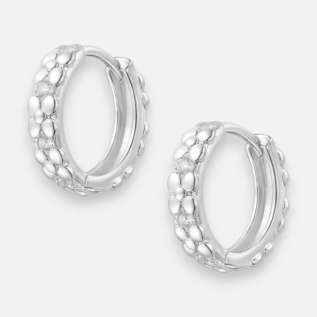 Argolla Huggie Flores Circones 14 mm