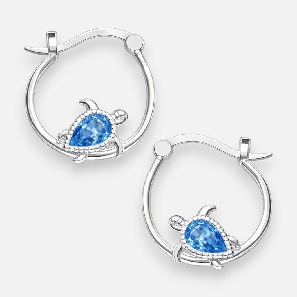 Argolla Tortuga Circón Agua Marina 13 mm