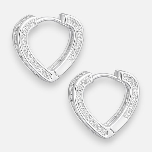 Argolla Huggie Corazón Circones Pavé 14x15 mm