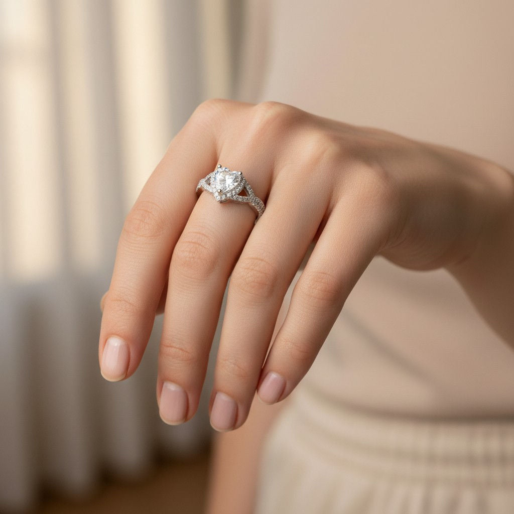 Anillo Entrelazado Corazón Circón