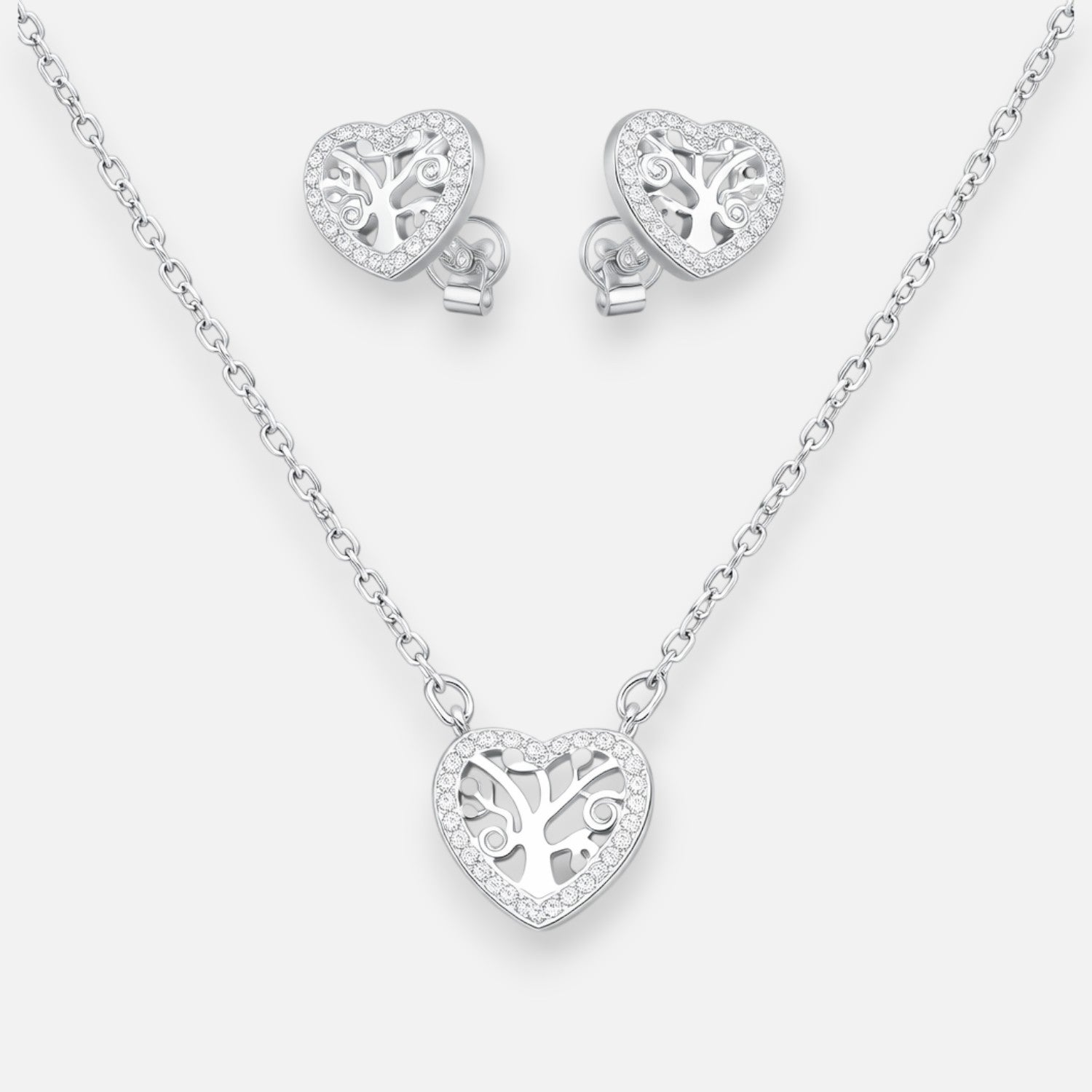 Set Collar y Aros Corazón Árbol de la Vida Circones